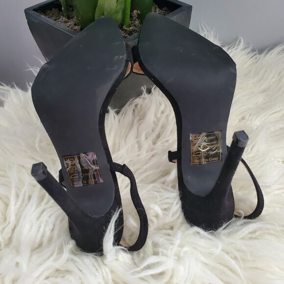 Boohoo Black Pointed Toe Slingback Strappy Heels 8 - Picture 7 of 9